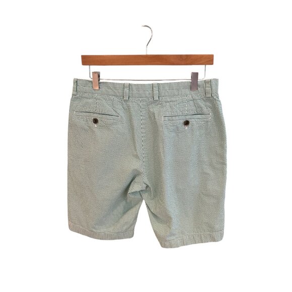 Brooks Brothers 346 Green & White Striped Cotton Mens Shorts W33 - Picture 2 of 8